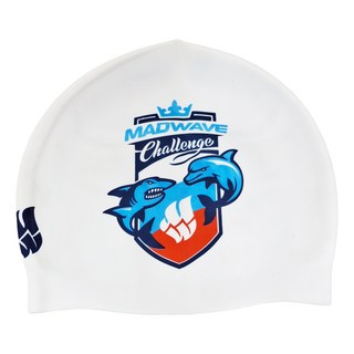 MAD WAVE MW CHALLENGE 矽膠泳帽, FREE(單一尺寸), CHALLENGE-WHITE, 1個
