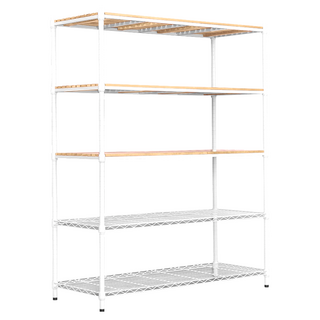 dayneeds 日需百備 松木 烤漆架 鐵力士架 收納層架 鞋架 展示架 1個, 白框 + 原木