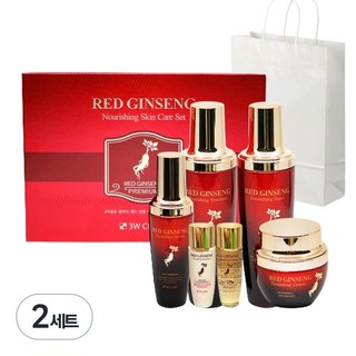 3W클리닉 레드 진생 너리싱 스킨케어 기초화장품 4종세트 + 쇼핑백, 2세트