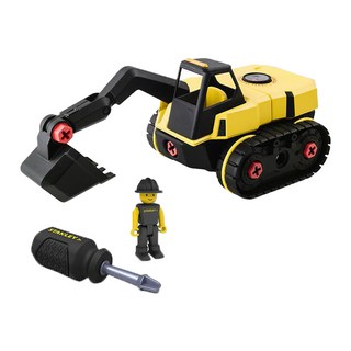 STANLEY Jr. 組裝工程車 附十字起子和人偶 24個部件, 挖土機 黃色, 1個, 35 x 20 x 20cm