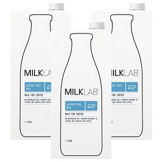 MILKLAB 無乳糖牛奶 100%澳洲純淨乳源, 1L, 3瓶