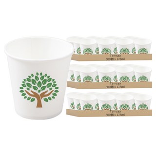 Tamsaa 綠樹圖案紙杯，178ml, 500個, 自然紙漿材質, 3箱