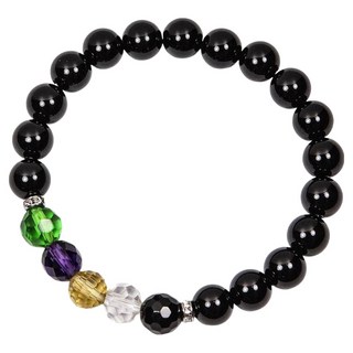 五行小晶鑽 黑曜石手鍊, 18cm, 黑曜石