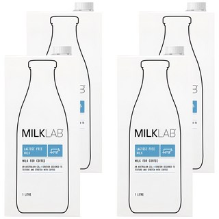 MILKLAB 無乳糖牛奶 100%澳洲純淨乳源, 1L, 4瓶