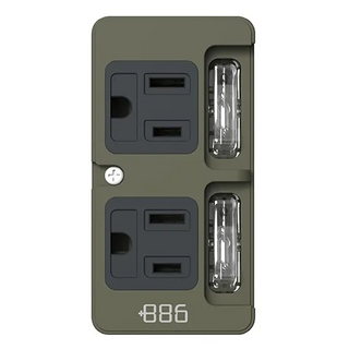 886 極野家 2開2壁插 防雷擊 (單線), 82mm, 軍綠色, 1個