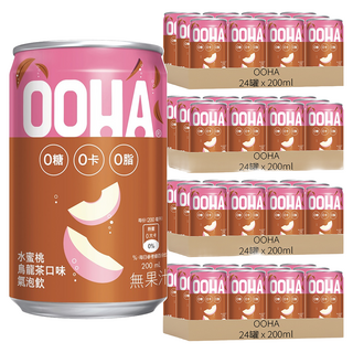 OOHA 氣泡飲 水蜜桃烏龍茶 迷你罐, 200ml, 96罐