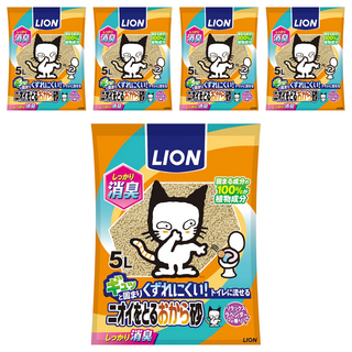 LION 獅王 除臭豆腐砂 5L 易溶於水 可沖馬桶, 5包