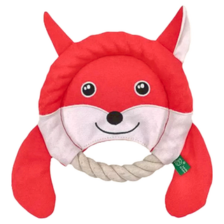 V-PET 狗狗飛盤 - 發聲耐咬布繩飛盤玩具, 狐狸 紅色 + 白色, 1個