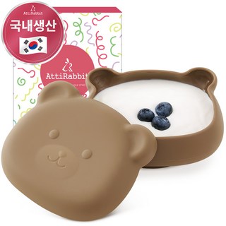 AttiRabbit 幼兒用小熊吸盤碗 450ml, 花生棕, 1個