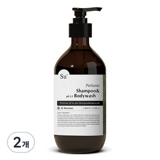 Su organic All In One香氛保濕洗髮沐浴露 09 Rosemary, 1L, 2個