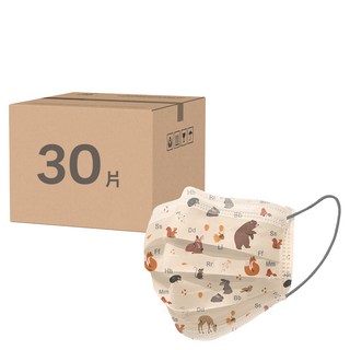CHACER 佳和口罩 成人平面醫用口罩, 動物森林ABC, 1盒, 30片