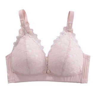 香草甜心 前開式蕾絲透氣薄墊無鋼圈哺乳內衣, 42, 粉色