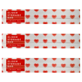 SHIMOYAMA 愛心滑扣夾鏈密封PE保鮮袋 收納袋, 大, 20個, 3盒