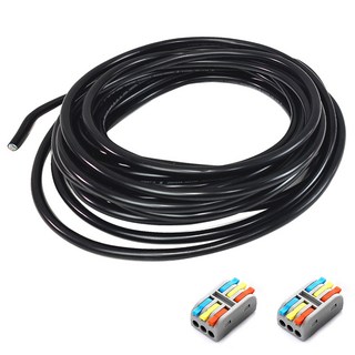 원스탑 절단 VCTF 전기선 블랙 5m + 3P 레버커넥터 2p 세트 1.5SQ X 3C, 1세트