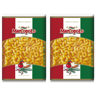 MarCopoLo 馬可波羅 稜紋彎管麵 全素, 500g, 2包