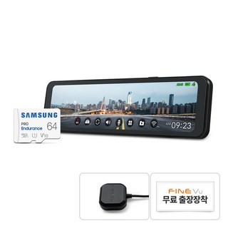 파인뷰 전후방 QHD/FHD 2채널 룸미러 블랙박스 R5 POWER, 64GB, 무료장착쿠폰 + GPS 안테나 + 실내장착형 후방카메라