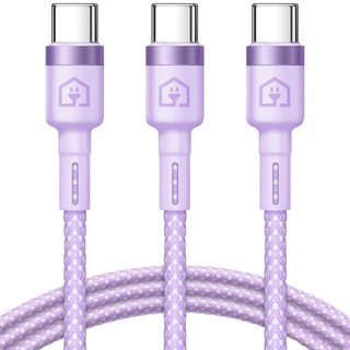 홈플래닛 패브릭 고속충전케이블 C타입, 2m, 퍼플, 3개