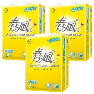 春風 柔韌細緻 抽取式衛生紙, 6包, 3袋