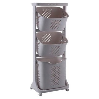 LIVENS 移動式三層洗衣籃, 灰色