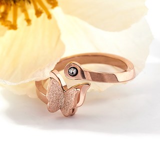 noid-b 女款醫療鋼鋯石蝴蝶可調式戒指