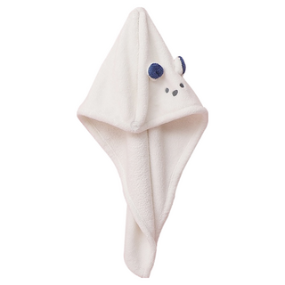 Sunday Life 立體萌耳動物吸水速乾乾髮帽 護髮帽, 白色, 1個