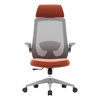 DEPE 電腦椅 CHA56 尼龍靠背+軟墊+尼龍五爪腳, 64 x 64 x 119cm, 淺灰陽橘