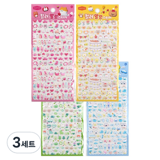 핑크풋 컬러 말랑 스티커 4종 세트, 혼합색상, 3세트
