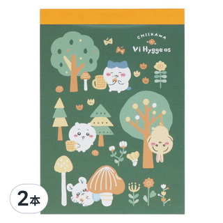 sun-star 吉伊卡哇 歡樂時光長方形便條紙, 綠色森活, 100張, 2本