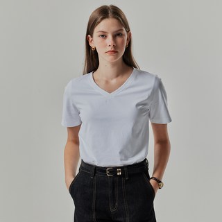 BASIC HOUSE 女性V領修身彈性短袖T恤 LATS0204 1件