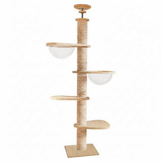 毛皇上 貓跳台頂天立地貓爬架 新款附頂部緩衝泡棉墊 木色 L, 1組