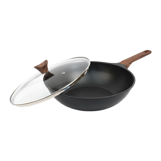 Kitchen-Art 炒菜鍋 附玻璃鍋蓋 黑色, 28cm, 1組