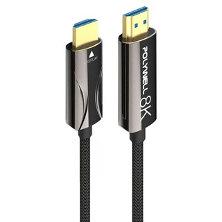 POLYWELL 寶利威爾 HDMI 8K AOC光纖線 4K144 8K60 UHD 工程線 PW15-W60-R005 黑色, 5m, 1條