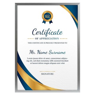 TRENY 免拆鋁框A4獎狀/證書相框, 亞銀, 1個