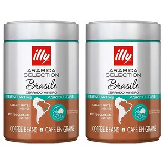 illy 意利 巴西風味咖啡豆 - 阿拉比卡咖啡豆 焦糖香氣 醇厚口感, 2罐, 250g, 咖啡豆(無研磨)