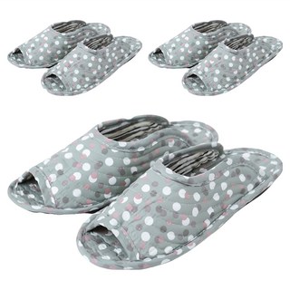 abm 圖案印花縫線室內拖鞋, 3雙, 灰色點點, 25.5 x 9.5 厘米