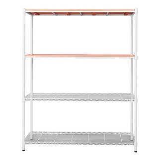 dayneeds 日需百備 松木 烤漆四層架 木板層架/收納層架/展示架/層架/鐵架, 白框 + 柚木