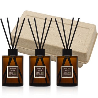 데일리콤마 엠버 에디션 디퓨저 200ml 3p + 블랙리드스틱 12p 세트, 우디머스크, 3개