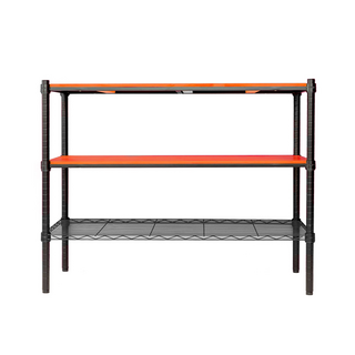 dayneeds 日需百備 松木 烤漆層架 展示架 鐵架 柚木, 原木色 + 黑色, 3層