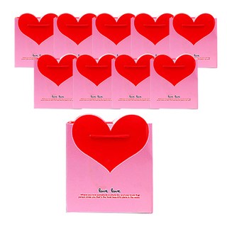 윰스 하트 포장 선물 쇼핑백, 핑크, 10개