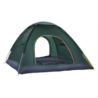 便攜式摺疊露營帳篷 雙開門, 軍綠A, 3-4人適用