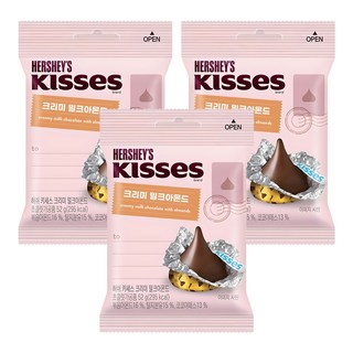 HERSHEY'S 好時 Kisses水滴杏仁夾餡牛奶巧克力, 3袋, 52g