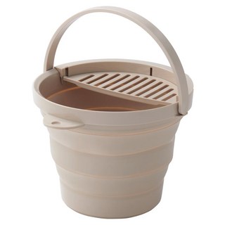 iSETO 伊勢藤 日本製 折疊圓形水桶 露營收納桶 釣魚水桶 8L, 1個, 淺褐色