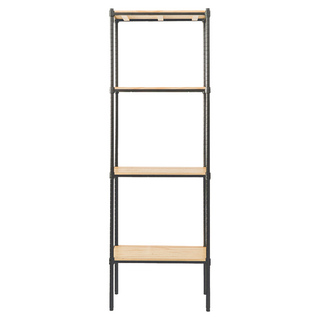dayneeds 日需百備 松木 烤漆四層架 全松木 展示架 鐵架, 黑色, 4層
