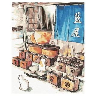 ArtLife 藝術生活 DIY彩繪數字油畫 50 x 40cm, 台灣風情誌 聚眾吸貓 日光江戶村 褐色, 1盒