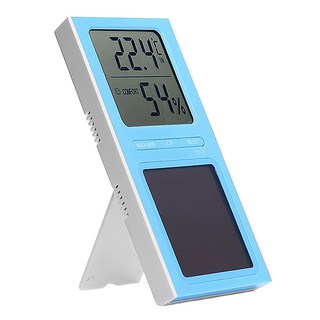 dretec 太陽能發電溫濕度計，最高/最低溫度自動記憶，附立架/壁掛孔, 1個, O-154BL