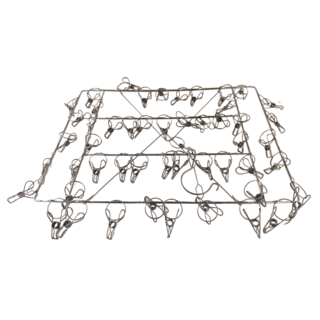 德利生活 多夾防風扣不鏽鋼曬衣架 50夾, 不鏽鋼銀色, 40 x 30cm