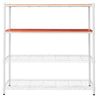 dayneeds 日需百備 松木 烤漆層架, 白框 + 柚木, 4層