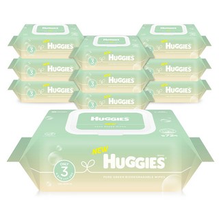 하기스 퓨어그린 아기물티슈 캡형, 55g, 72매, 10개
