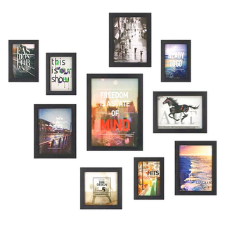 iINDOORS 英倫家居 北歐簡約實木相框10件組, 黑色, 1組