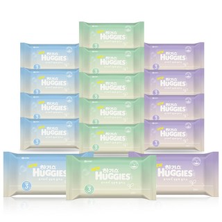 하기스 퓨어쁘띠 생분해 아기물티슈 휴대용, 20매, 16개